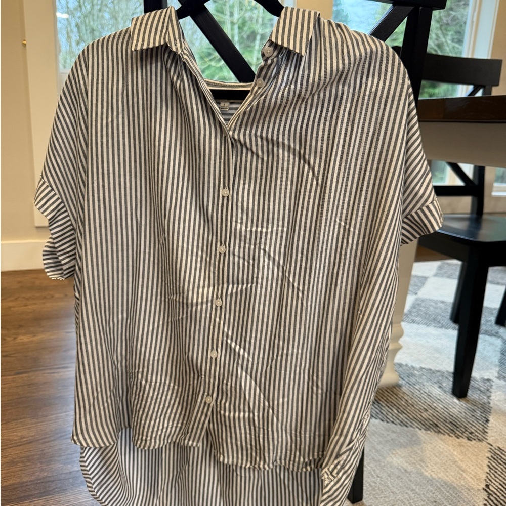 Madewell Navy and White Striped Shirt
